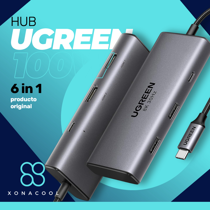 UGREEN Revodok 6 in 1 USB C Hub Dual HDMI XonaCool